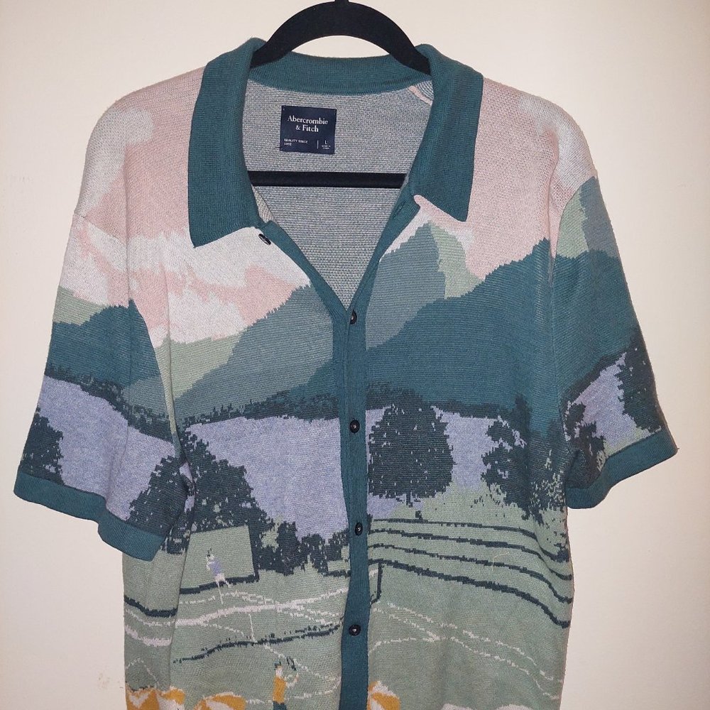 Abercrombie & Fitch Short Sleeve Sweater Button Up